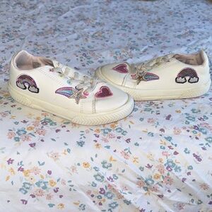 wonder nation White Sneakers with Rainbow, Pink Heart & Gold Star Patches
